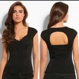 G by Guess Burgundy Cap Sleeve Blouse